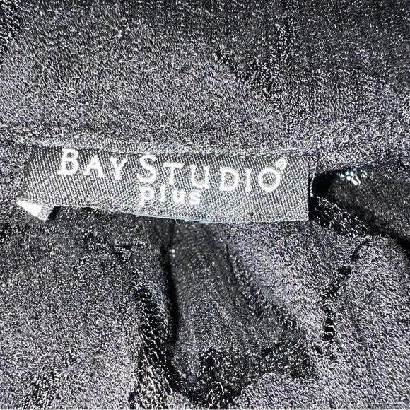 Bay Studio Plus Jacket Plus 2X Black Lace 1 Button Cropped Cardigan Bolero Cardi - Picture 6 of 7